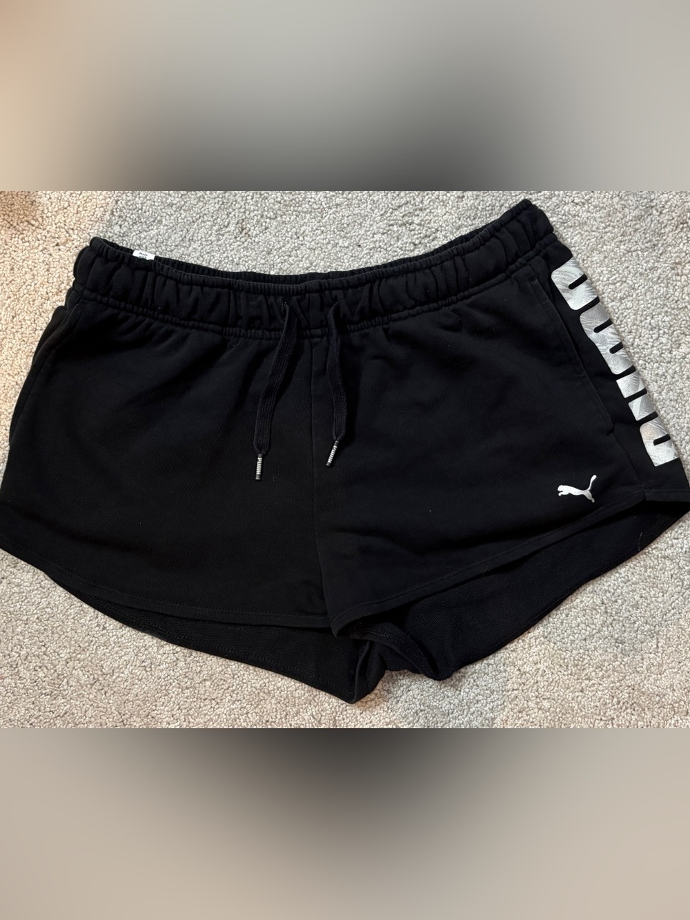 PUMA Black Women's Athletic Drawstring Shorts with Pockets